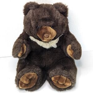 Vintage Brown Bear Teddy Kodiak Hand Puppet Plush Realistic Stuffed Animal 14"